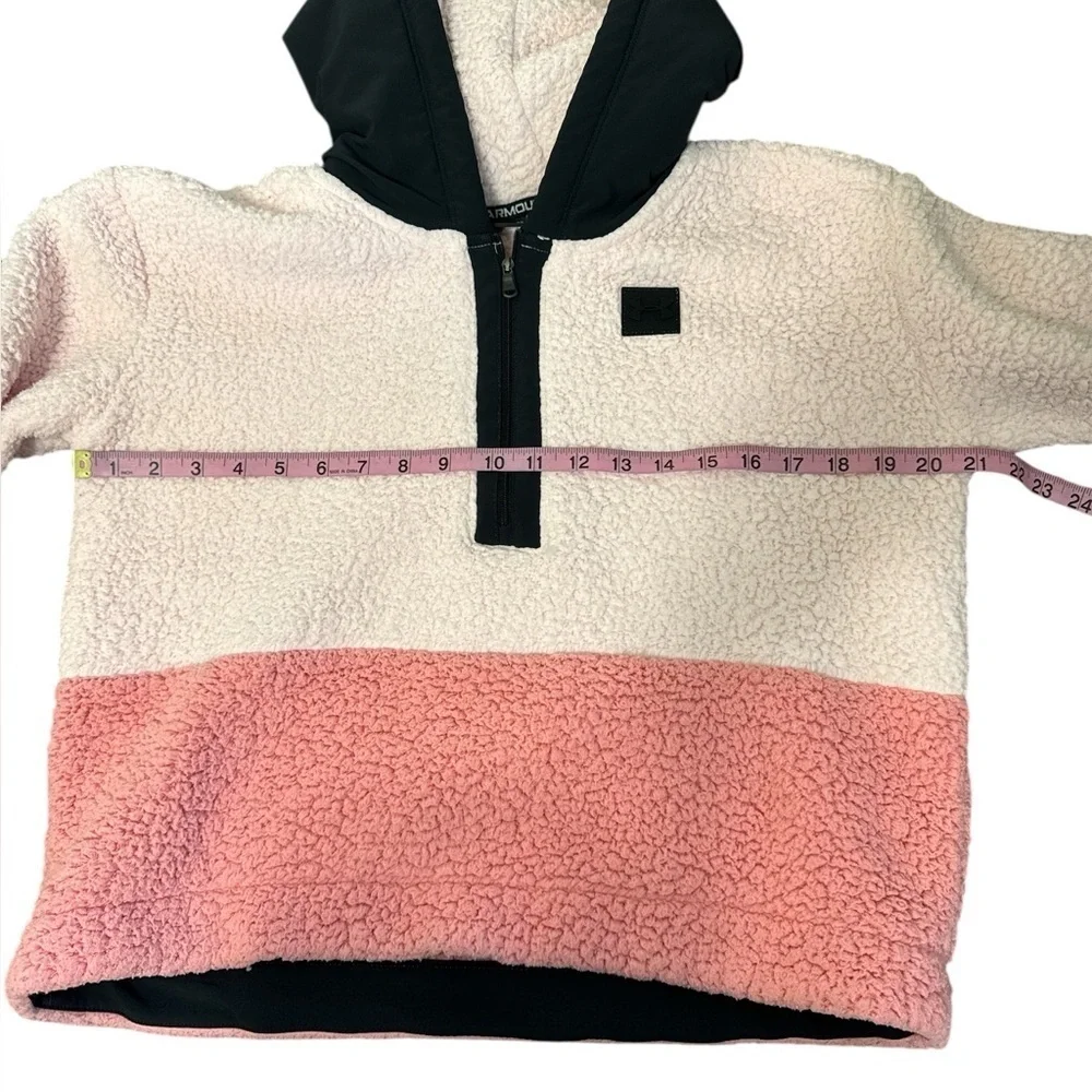 Under Armour Sherpa Hoodie YXL Women’s Small Fit Pink White Fleece Loose